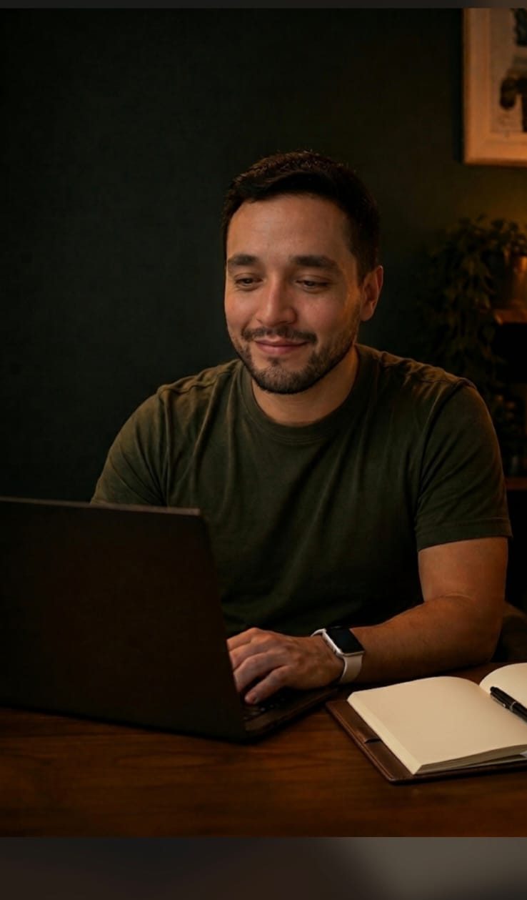 Ulises Díaz atendiendo una sesión online desde su escritorio